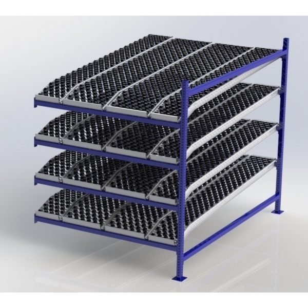 Unex CF99SKW60844-A 60in W x 84in D Gravity Flow Skatewheel Rack Adder Unit, 4-Tier