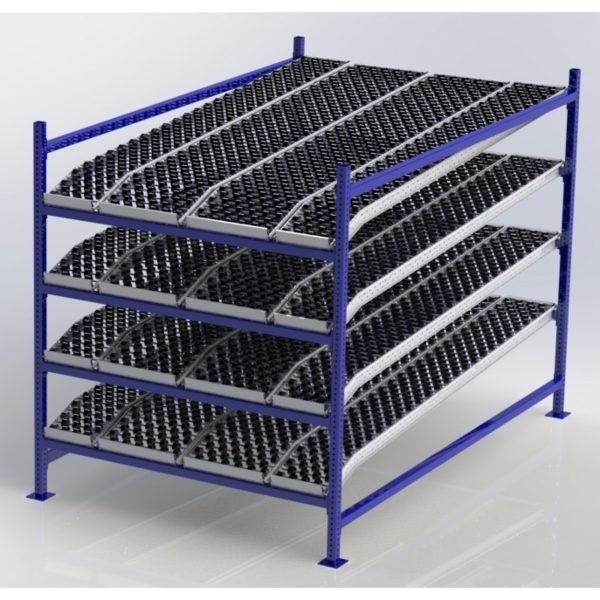 Unex CF99SKW60964-S 60in W x 96in D Gravity Flow Skatewheel Rack Starter Kit, 4-Tier