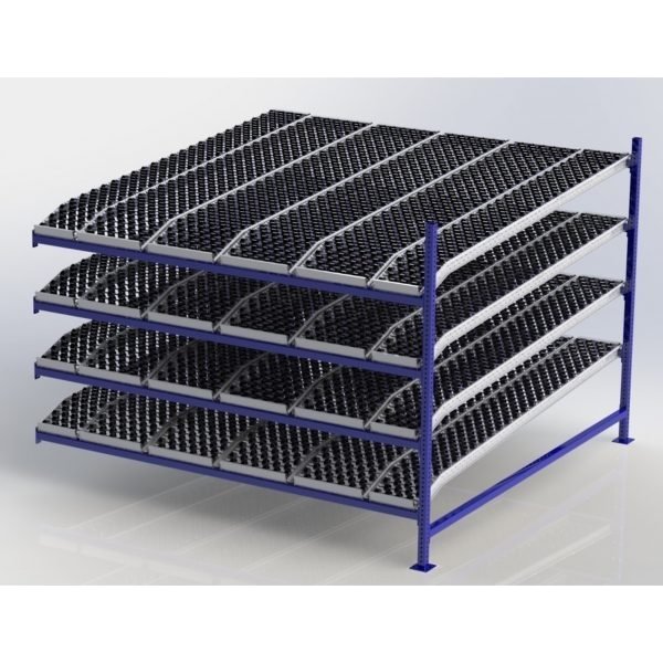 Unex CF99SKW96964-A 96in x 96in Gravity Flow Skatewheel Rack Adder Unit, 4-Tier