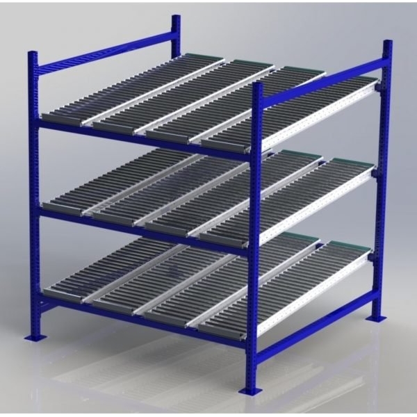 Unex CF99SR60603-S 60in x 60in Gravity Flow Roller Rack Starter Kit, 3-Tier