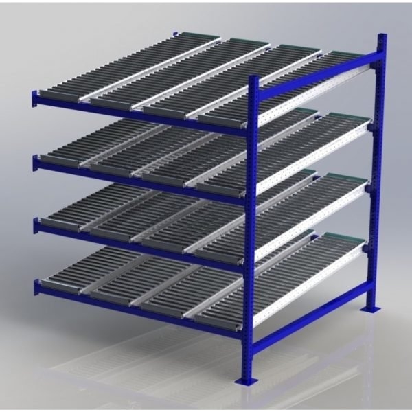 Unex CF99SR60604-A 60in x 60in Gravity Flow Roller Rack Adder Unit, 4-Tier