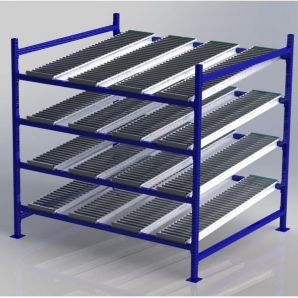 Unex CF99SR72604-S 72in W x 60in D Gravity Flow Roller Rack Starter Kit, 4-Tier