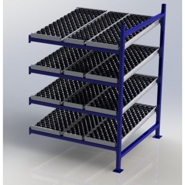 Unex CF99SW48484-A 48in x 48in Gravity Flow Skatewheel Rack Adder Unit, 4-Tier