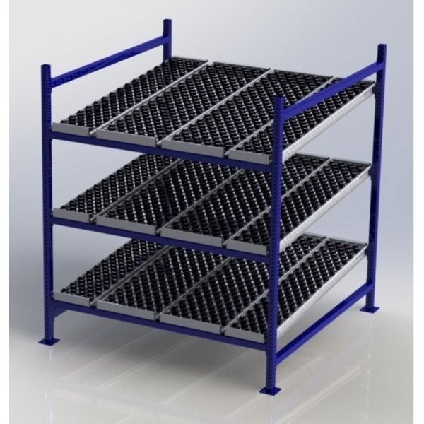 Unex CF99SW60603-S 60in x 60in Gravity Flow Skatewheel Rack Starter Kit, 3-Tier