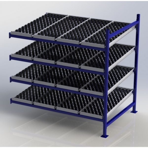 Unex CF99SW72484-A 72in W x 48in D Gravity Flow Skatewheel Rack Adder Unit, 4-Tier 1 Unex CF99SW72484-A 72in W x 48in D Gravity Flow Skatewheel Rack Adder Unit, 4-Tier