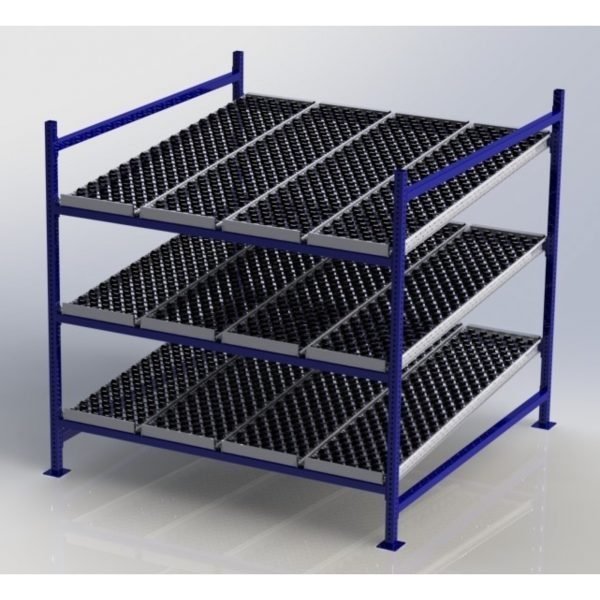 Unex CF99SW72723-S 72in x 72in Gravity Flow Skatewheel Rack Starter Kit, 3-Tier