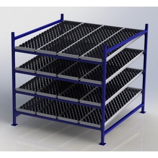 Unex CF99SW72724-S 72in x 72in Gravity Flow Skatewheel Rack Starter Kit, 4-Tier