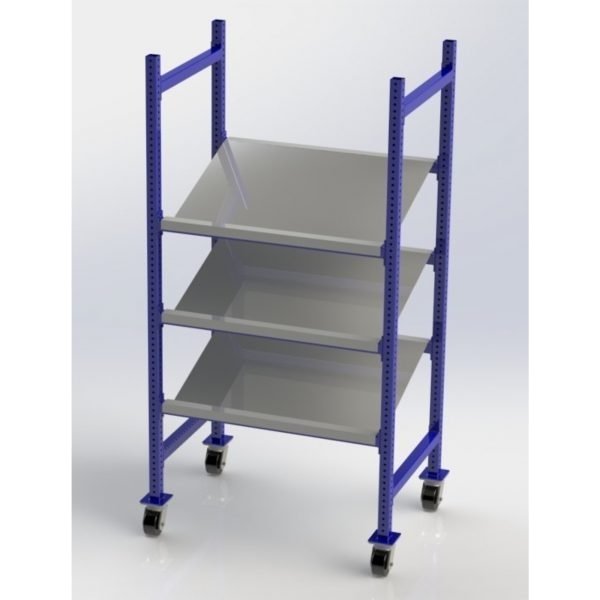 Unex MCFTPS40283 36in W Mobile Wheeled Gravity Flow Rack (3-Tier, 28in Deep)