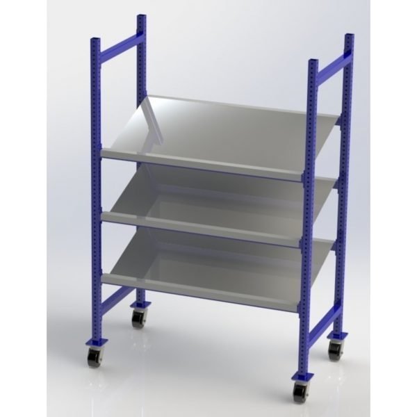 Unex MCFTPS52283 52in W Mobile Wheeled Gravity Flow Rack (3-Tier, 28in Deep)