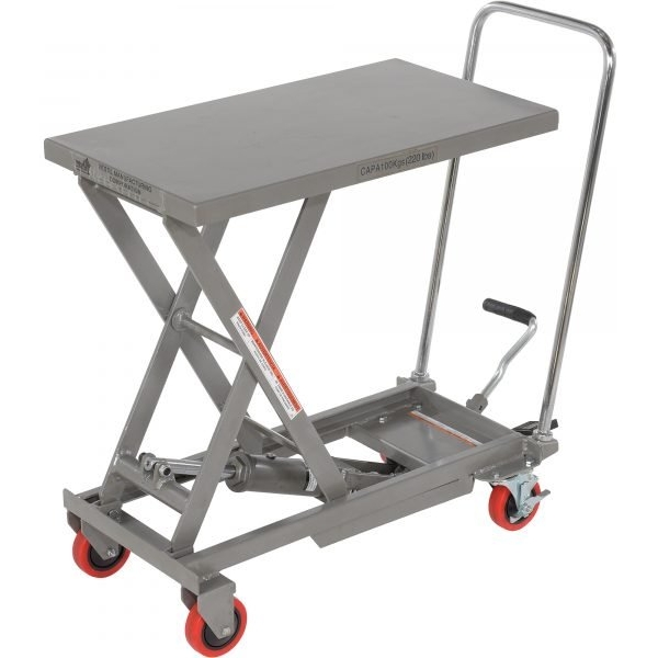 Vestil CART-200-ALUM Aluminum Single Scissor Lift Cart (220lb Capacity, Portable)