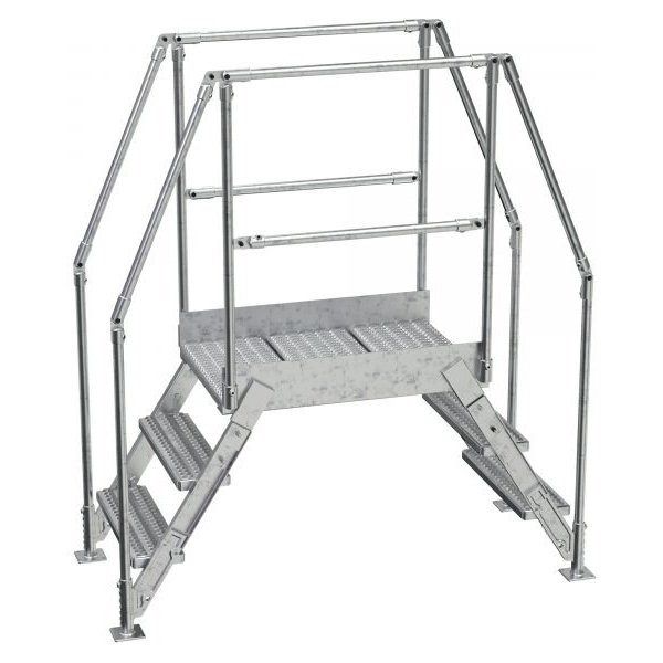 Vestil COL-AL-3-26-23 3-Step Aluminum Crossover Ladder (500 lbs, 30" Clearance)