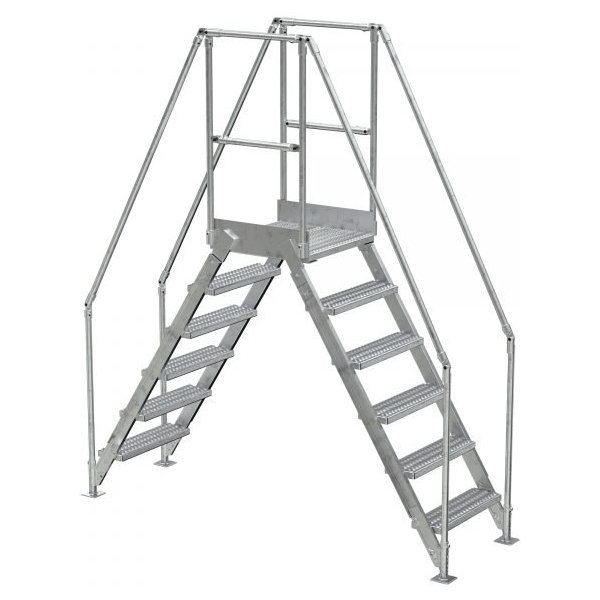 Vestil COL-AL-6-56-14 6-Step Aluminum Crossover Ladder (500 lbs, 60" Clearance)