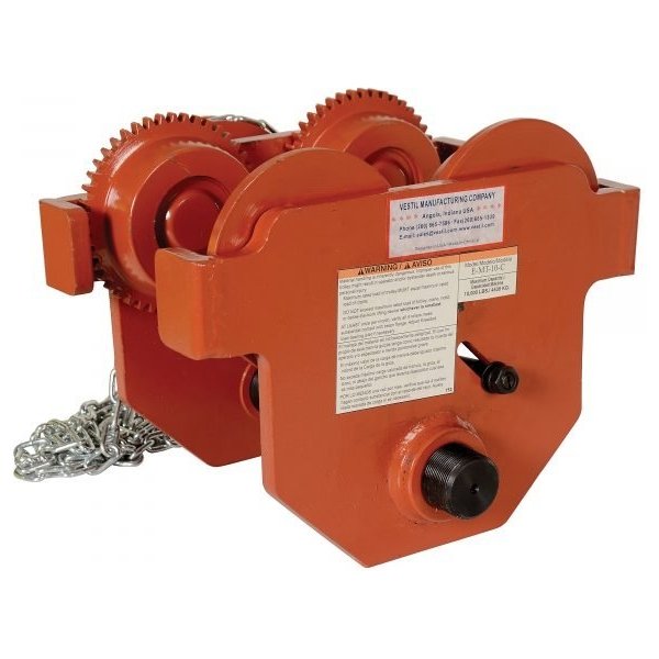 Vestil E-MT-10-C Manual Trolley (10,000lb Capacity, Industrial Chain Style)