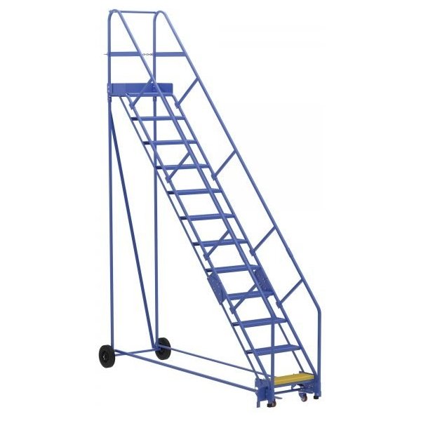 Vestil LAD-12-14-P-EZ 12-Step Perforated Warehouse Ladder w/ Easy Roll (156" H)