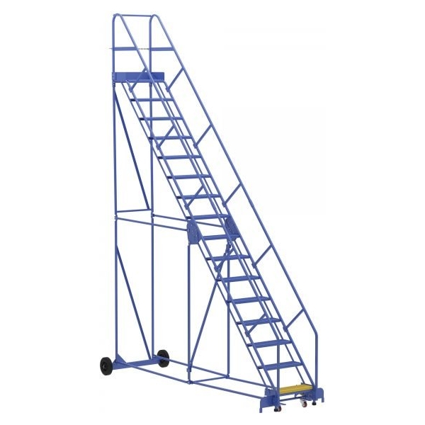 Vestil LAD-16-14-P-EZ 16-Step Perforated Warehouse Ladder w/ Easy Roll (196" H)