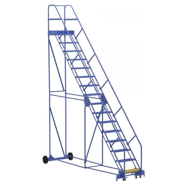 Vestil LAD-16-21-P-EZ 16-Step Perforated Warehouse Ladder w/ Easy Roll (196" H)