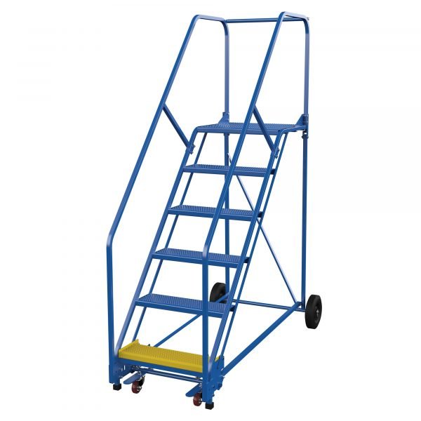 Vestil LAD-6-21-P-EZ 6-Step Perforated Steel Warehouse Ladder w/ Easy Roll (90" H) 1 Vestil LAD-6-21-P-EZ 6-Step Perforated Steel Warehouse Ladder w/ Easy Roll (90" H)