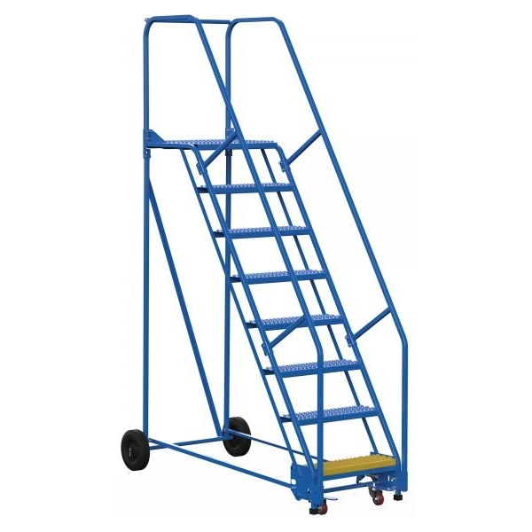 Vestil LAD-8-21-G 8-Step Grip Strut Steel Warehouse Ladder (110" H)