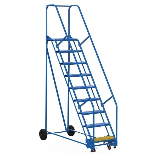 Vestil LAD-9-14-G 9-Step Grip Strut Steel Warehouse Ladder (120" H)