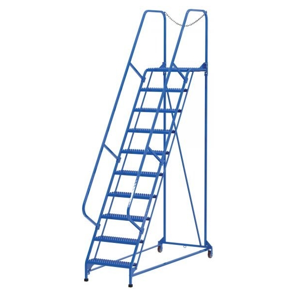 Vestil LAD-MM-10-G 10-Step Grip Strut Steel Maintenance Ladder (130" H)
