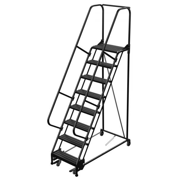 Vestil LAD-PW-26-8-G-ESD 8-Step Grip Strut Steel Warehouse Ladder (ESD Safe, 110" H)