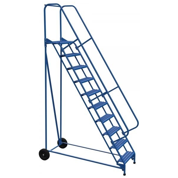 Vestil LAD-RAF-10-24-G 10-Step Grip Strut Roll-A-Fold Ladder (130" H)