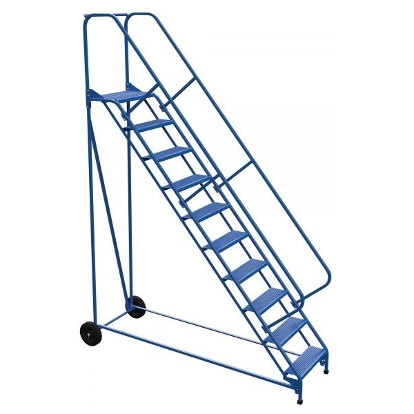 Vestil LAD-RAF-10-24-P-EZ 10-Step Perforated Roll-A-Fold Ladder w/ Easy Roll (130" H)