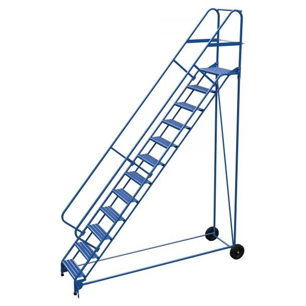 Vestil LAD-RAF-12-24-G-EZ 12-Step Grip Strut Roll-A-Fold Ladder w/ Easy Roll (156" H)