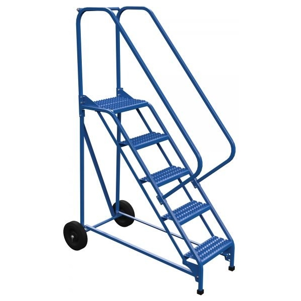 Vestil LAD-RAF-5-G-EZ 5-Step Grip Strut Roll-A-Fold Ladder w/ Easy Roll (80" H)