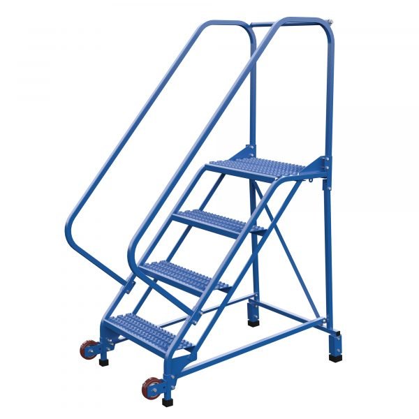 Vestil LAD-TRN-50-4-G 4-Step Grip Strut Tip-N-Roll Ladder (70" H, Narrow Profile) 1 Vestil LAD-TRN-50-4-G 4-Step Grip Strut Tip-N-Roll Ladder (70" H, Narrow Profile)
