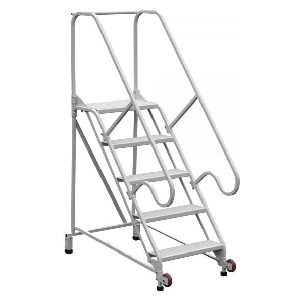 Vestil LAD-TRN-50-5-FDA 5-Step Grip Strut Tip-N-Roll Ladder FDA Compliant (80" H)