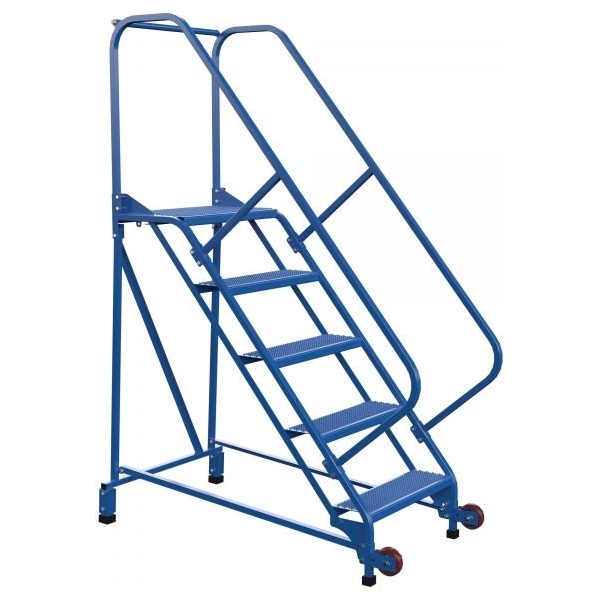 Vestil LAD-TRN-50-5-P 5-Step Perforated Tip-N-Roll Ladder (80" H, Narrow Profile)