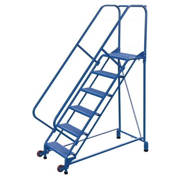 Vestil LAD-TRN-50-6-P 6-Step Perforated Tip-N-Roll Ladder (90" H, Narrow Profile)