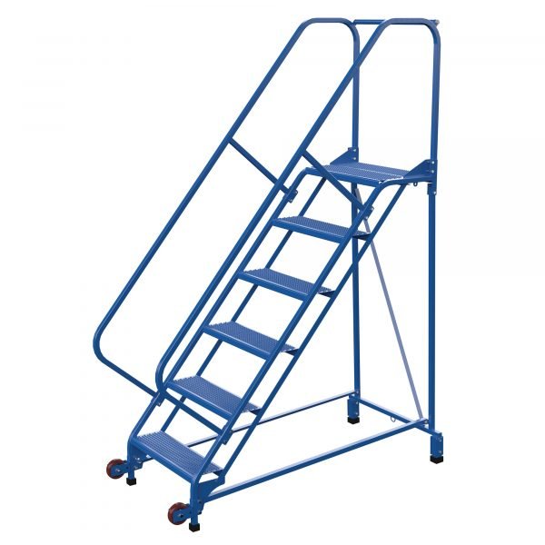 Vestil LAD-TRN-50-6-P 6-Step Perforated Tip-N-Roll Ladder (90" H, Narrow Profile) 1 Vestil LAD-TRN-50-6-P 6-Step Perforated Tip-N-Roll Ladder (90" H, Narrow Profile)
