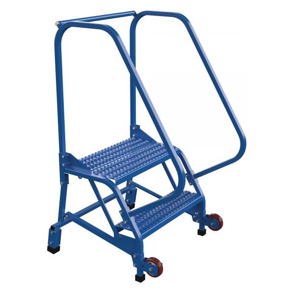 Vestil LAD-TRN-60-2-G 2-Step Grip Strut Tip-N-Roll Ladder (50" H, Narrow Profile)