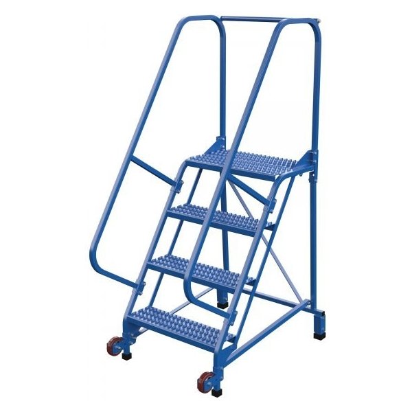 Vestil LAD-TRN-60-4-G 4-Step Grip Strut Tip-N-Roll Ladder (70" H, Narrow Profile)
