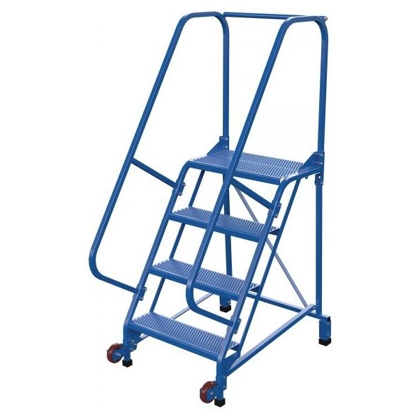 Vestil LAD-TRN-60-4-P 4-Step Perforated Tip-N-Roll Ladder (70" H, Narrow Profile)