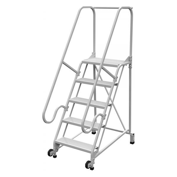Vestil LAD-TRN-60-5-FDA 5-Step Grip Strut Tip-N-Roll Ladder FDA Compliant (80" H)