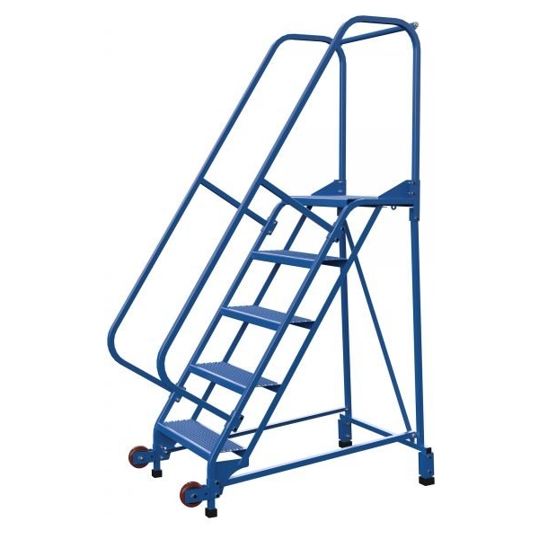 Vestil LAD-TRN-60-5-P 5-Step Perforated Tip-N-Roll Ladder (80" H, Narrow Profile)