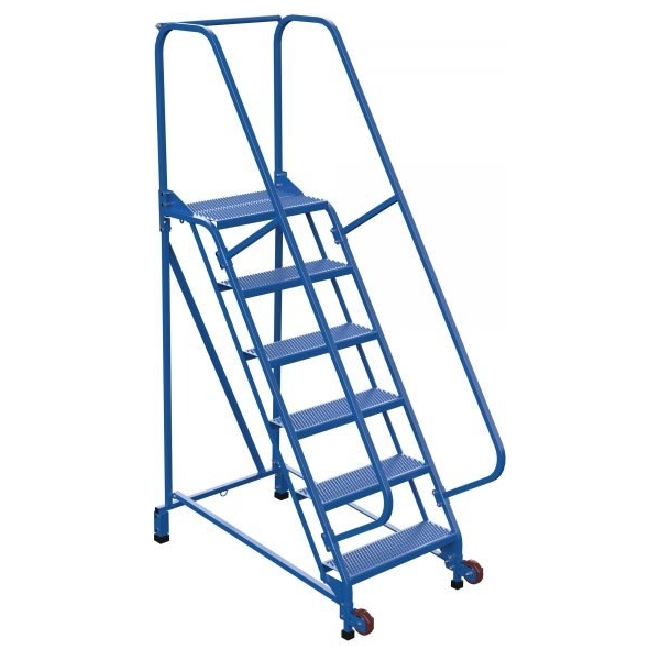 Vestil LAD-TRN-60-6-P 6-Step Perforated Tip-N-Roll Ladder (90" H, Narrow Profile)