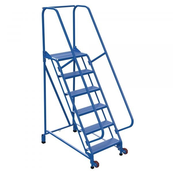 Vestil LAD-TRN-60-6-P 6-Step Perforated Tip-N-Roll Ladder (90" H, Narrow Profile) 1 Vestil LAD-TRN-60-6-P 6-Step Perforated Tip-N-Roll Ladder (90" H, Narrow Profile)