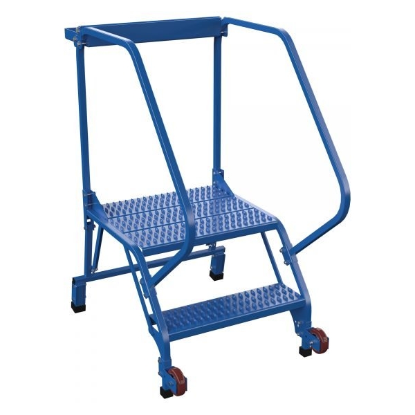 Vestil LAD-TRS-50-2-G 2-Step Grip Strut Tip-N-Roll Ladder (50" H, Narrow Base)