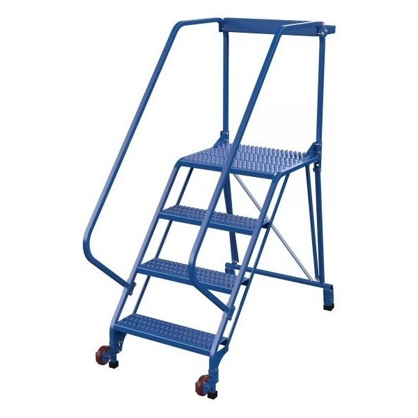 Vestil LAD-TRS-50-4-G 4-Step Grip Strut Tip-N-Roll Ladder (70" H, Narrow Base)