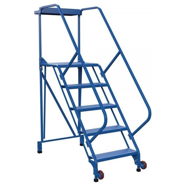 Vestil LAD-TRS-50-5-P 5-Step Perforated Tip-N-Roll Ladder (80" H, Narrow Base)