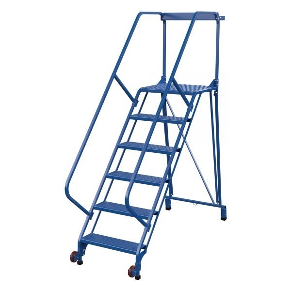 Vestil LAD-TRS-50-6-P 6-Step Perforated Tip-N-Roll Ladder (90" H, Narrow Base)