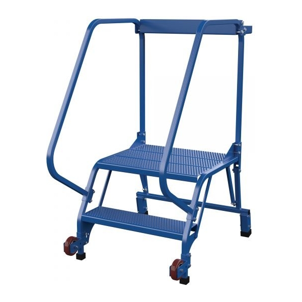 Vestil LAD-TRS-60-2-P 2-Step Perforated Tip-N-Roll Ladder (50" H, Wide Base)