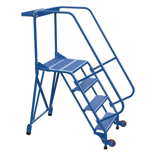 Vestil LAD-TRS-60-4-P 4-Step Perforated Tip-N-Roll Ladder (70" H, Wide Base)