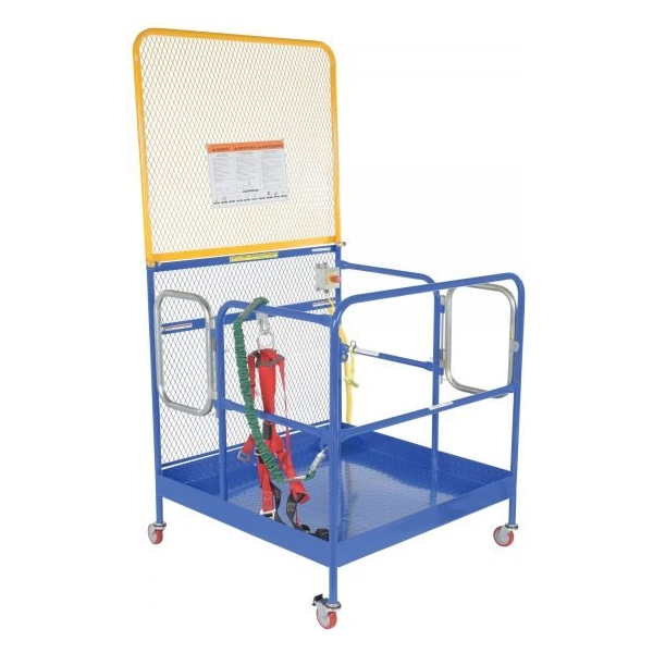 Vestil WP-4848-CA-84B-DD-FF 1000 lb Forklift Work Platform w/ Double Door, Backguard, Casters & Full Frame