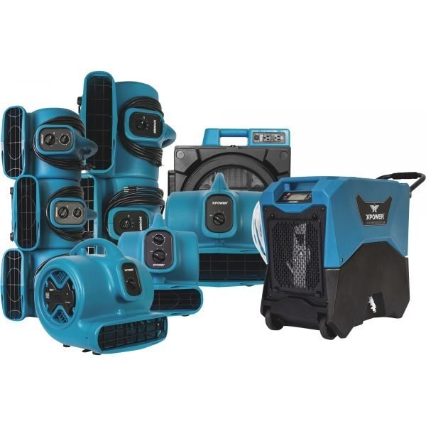 XPOWER 10-Pc Contractor Pack (8) Air Movers + (1) Scrubber + (1) LGR Dehumidifier