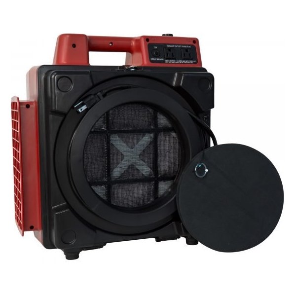XPOWER X-2480A-Red Mini 3-Stage HEPA Scrubber w/ Outlets (550 CFM, Red)